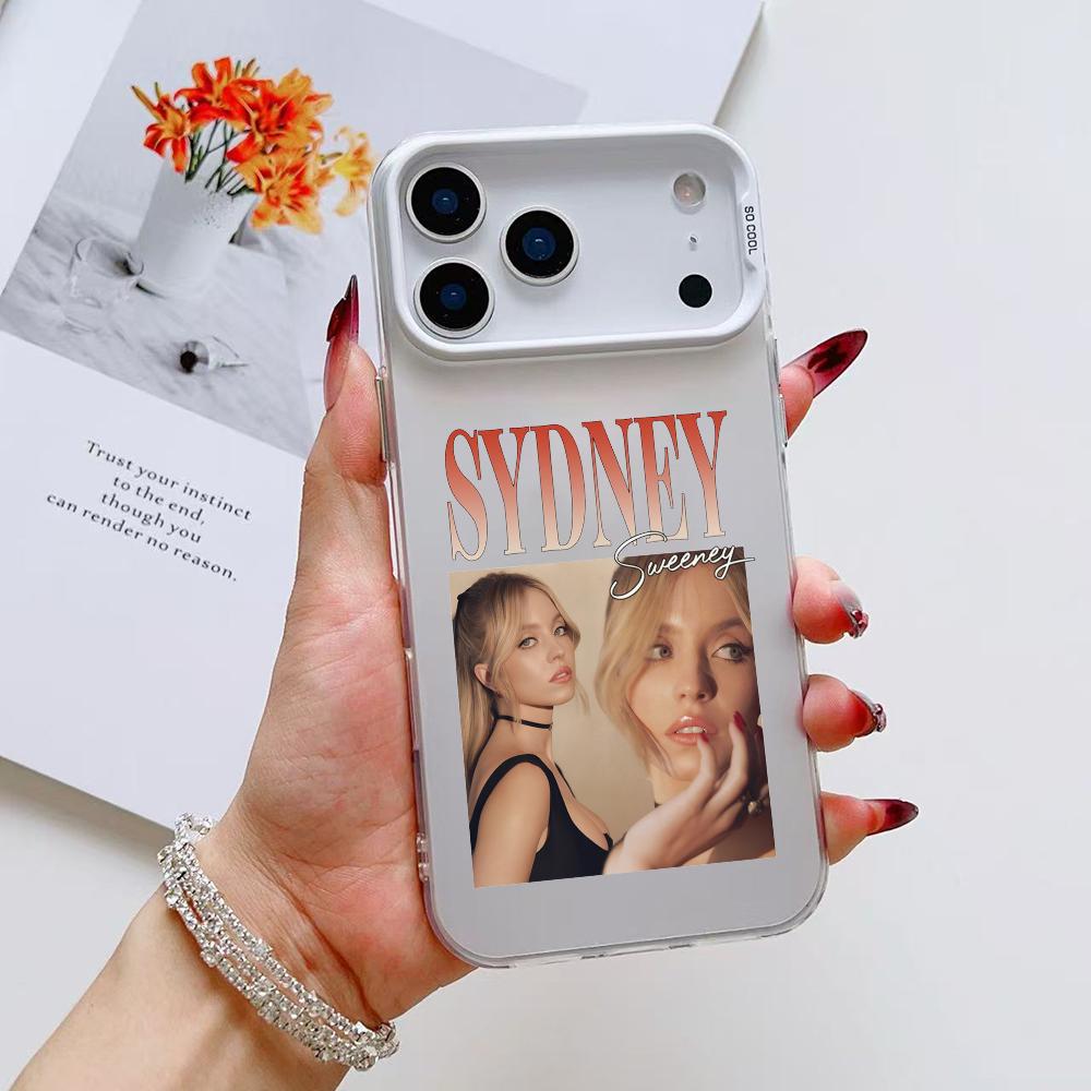 

Fashion S-Sydney Sweeney Phone Case For iPhone 17 16 15 14 13 12 11 Pro Max Air Matte Laser Aurora Shockproof Funda iPhone 11 Pro
