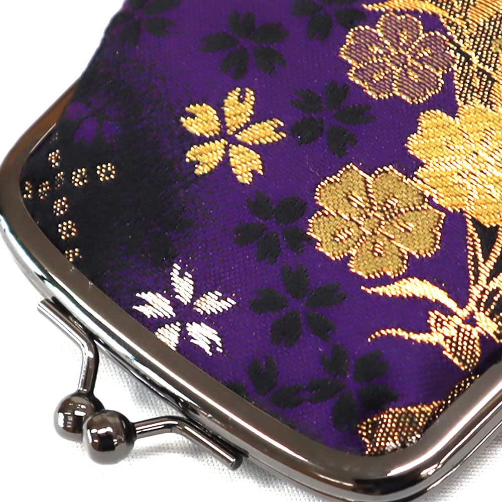 COCOLUCK Coco Luck Clasp Purse with Japanese Gold Accessory Cigarette Made in Japan Pattern, Brocade, Nishijin-ori, Wallet, Case, Case, Pouch, (Purple