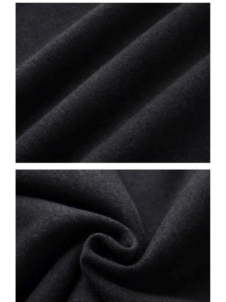 Women's Dark Grey Cashmere A-line High Waist Long Skirt - Spring/Autumn 2026 Woolen Half Umbrella Skirt