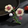 Women's Light Luxury Imitation Pearl Plum Blossom Brooch Inlaid with Zircon Pins Fresh and Sweet Fashion Chest Flower