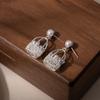 Stylish Alloy Woven Basket Earrings With Rhinestones And Pearls Retro Designs