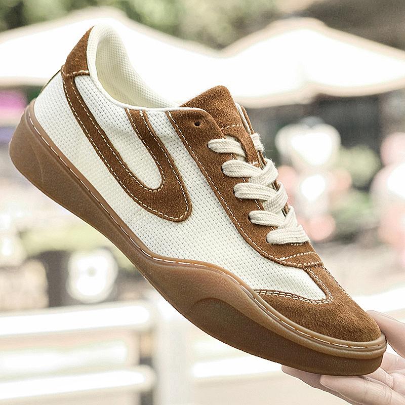 Men's shoes 2025 summer new youth leather lace-up sports board shoes versatile trend low-top flat casual shoes