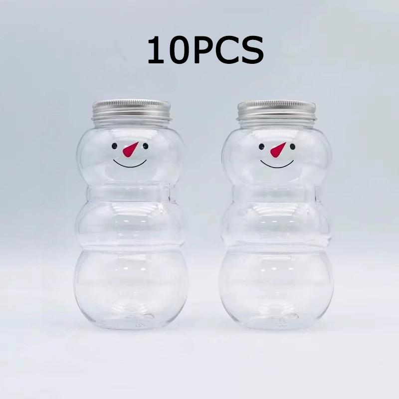 WTEMPO Snowman Mini Gift Jars with Lids Transparent Portable Christmas Party and Event Small Gifts Containers Creative DIY Plastic Empty Bottles