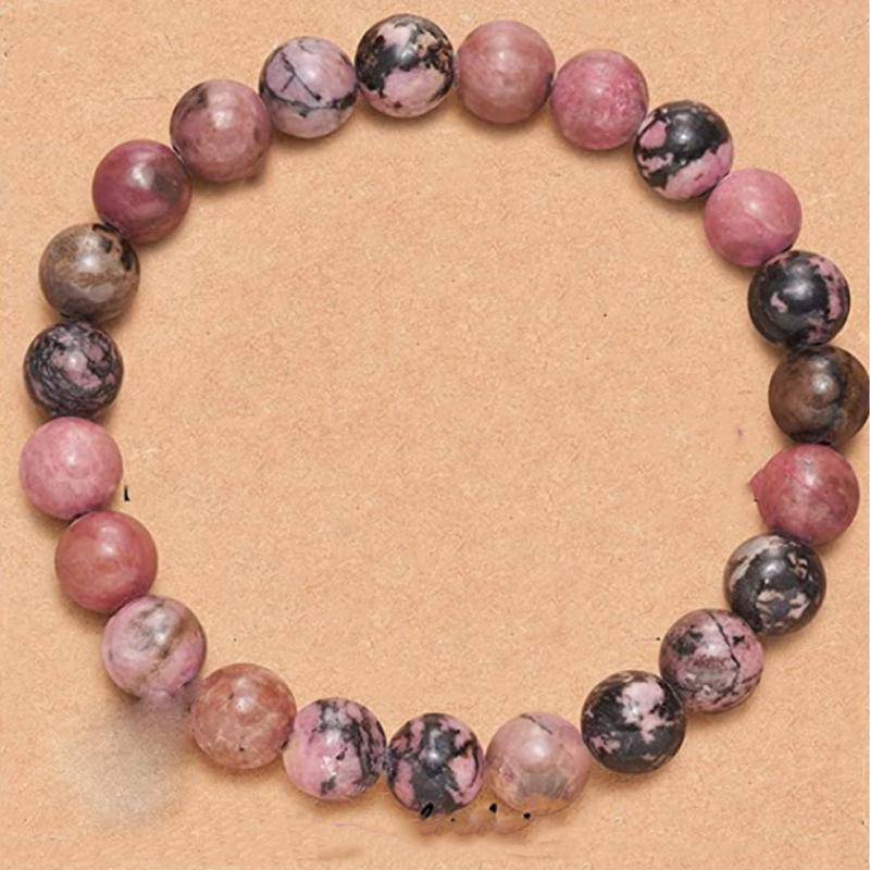 8mm Pink Zebra Stone Bead Bracelet with Gift Card: Perfect Holiday Friendship & Love Gift for Men & Women