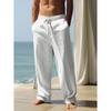 Mens Drawstring Loose Straight Breathable Casual Summer Long Pants