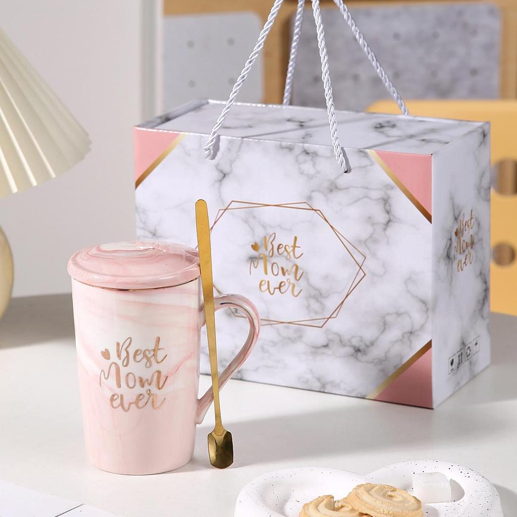 Muttertags-Geburtstags-Souvenir-Tasse mit Deckel & Löffel - Keramiktasse für Mama