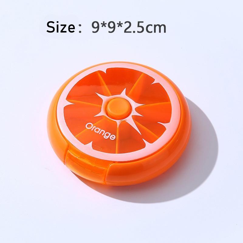 Seven Grid Round Box, One Week Medicine Box, Portable Rotating and Packaging Fruit Medicine Box, Carry It with You