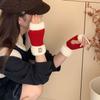 1Pair Fingerless Gloves Solid Color Plush Warm Knitted Soft Half-Finger Flexible Cold-proof