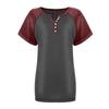 Fashion Womens Solid Color Splicing Round Neck Casual Short Sleeves Tops