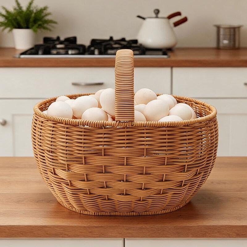 Imitation Rattan Picnic Storage Basket
