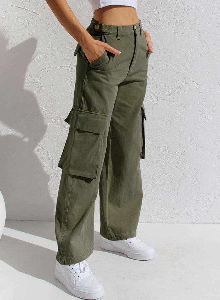 Damen Low Rise Cargo Jeans Gerade Beine Mehrere Taschen Denim Hosen Gewaschen Nicht Elastisch Lässige Lange Hosen