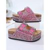 Thick-soled Rhinestone European and American Sandals 2025 Summer Plus Size Belt Buckle Soft-soled Flip-flops Women