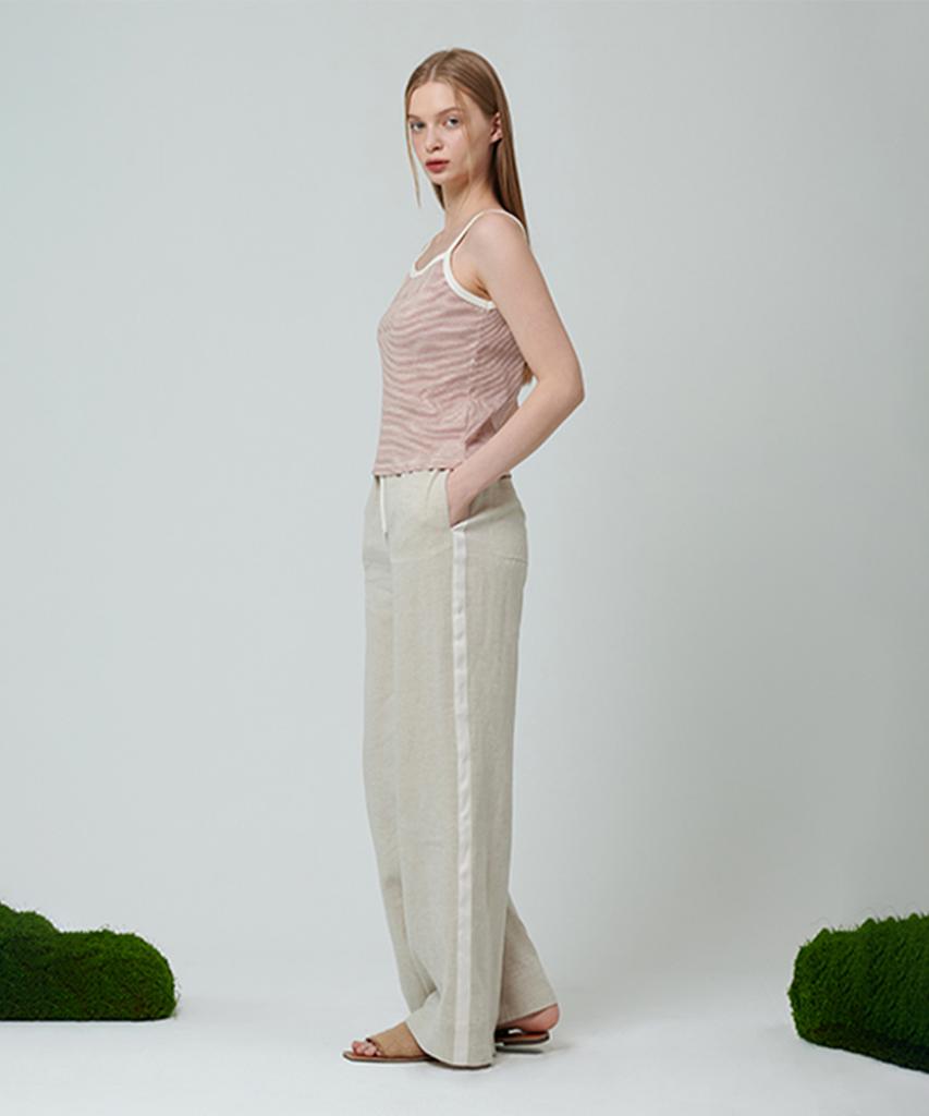 PINBLACK Contrast Tape Straight Pants Beige