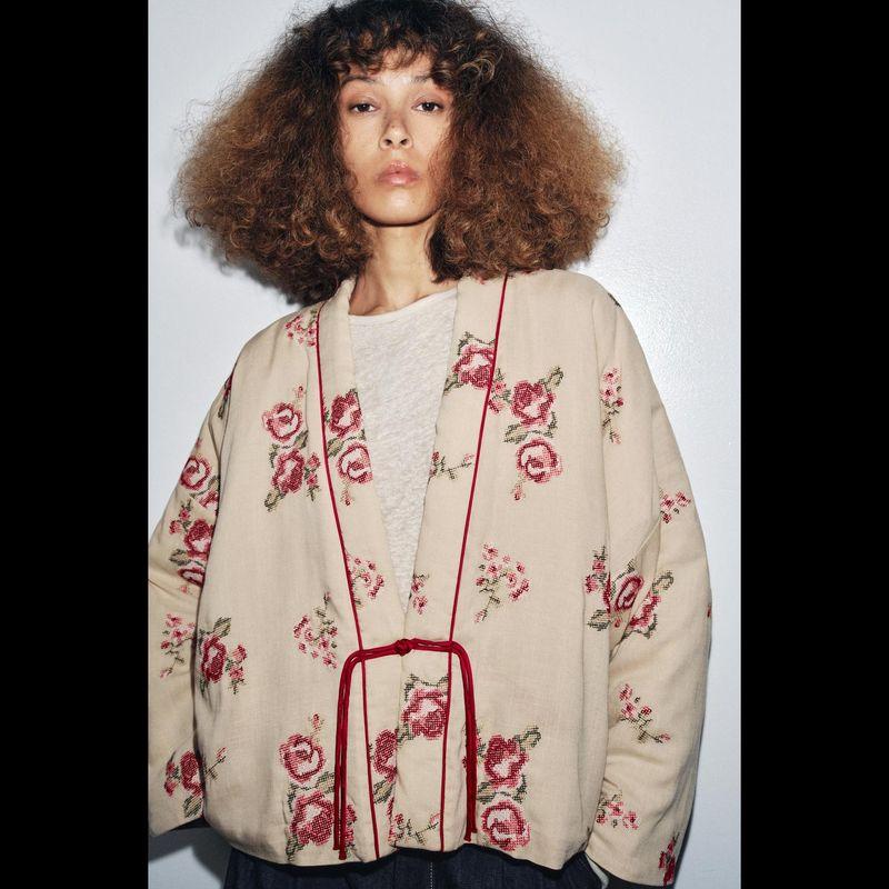 Za Export New Arrival Women's Clothing ZR Fashion Style Flower Embroidered V-neck Long Sleeves Cotton Coat Jacket 4786208 710