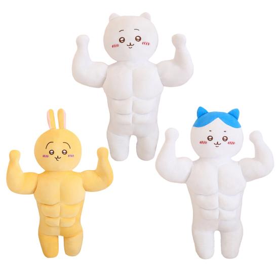 Soft Plush Toy PP Cotton Filling Cartoon Muscle Doll Gingerbread Design Plush Stuffed Toy Holiday Home Decoration