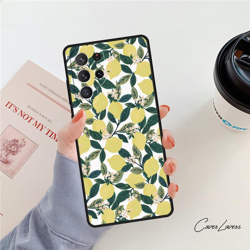 Summer Lemon and Leaf phone case For Samsung Galaxy S24 S25 S23 S22 Ultra Note 10 20 Plus S20 S21 FE Cover