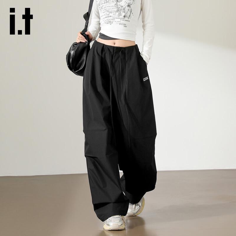 Izzue Women's High-Waist Loose Wide-Leg Workwear Pants