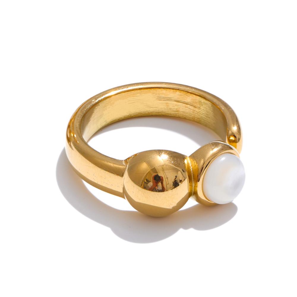 

Eetit Trendy Adjustable Stainless Steel Flower Shell Open Daily Ring 18K Golden Plated Tarnish Resistant Arrivals Jewelry 7 золотой