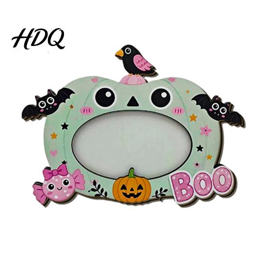 Halloween Bilderrahmen Holz Foto Rahmen Kürbis Geist Katze Ausschnitt Einweihungsgeschenk für Freunde Halter Beidseitig Feiertags Tischdeko