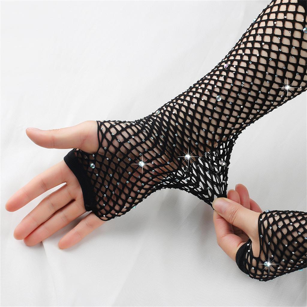 Fishnet Gloves Nightclub Dancing Gloves Party Accessory Half Finger Fishnet Gloves Hollow Wrist Gloves