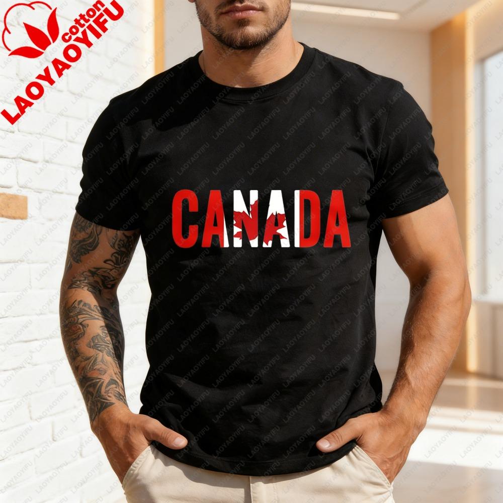 MenS Patriotic Canada Maple Leaf Pattern TShirt Fashion Oversized Oneck Tshirt Men Tops Summer Trending Clothes