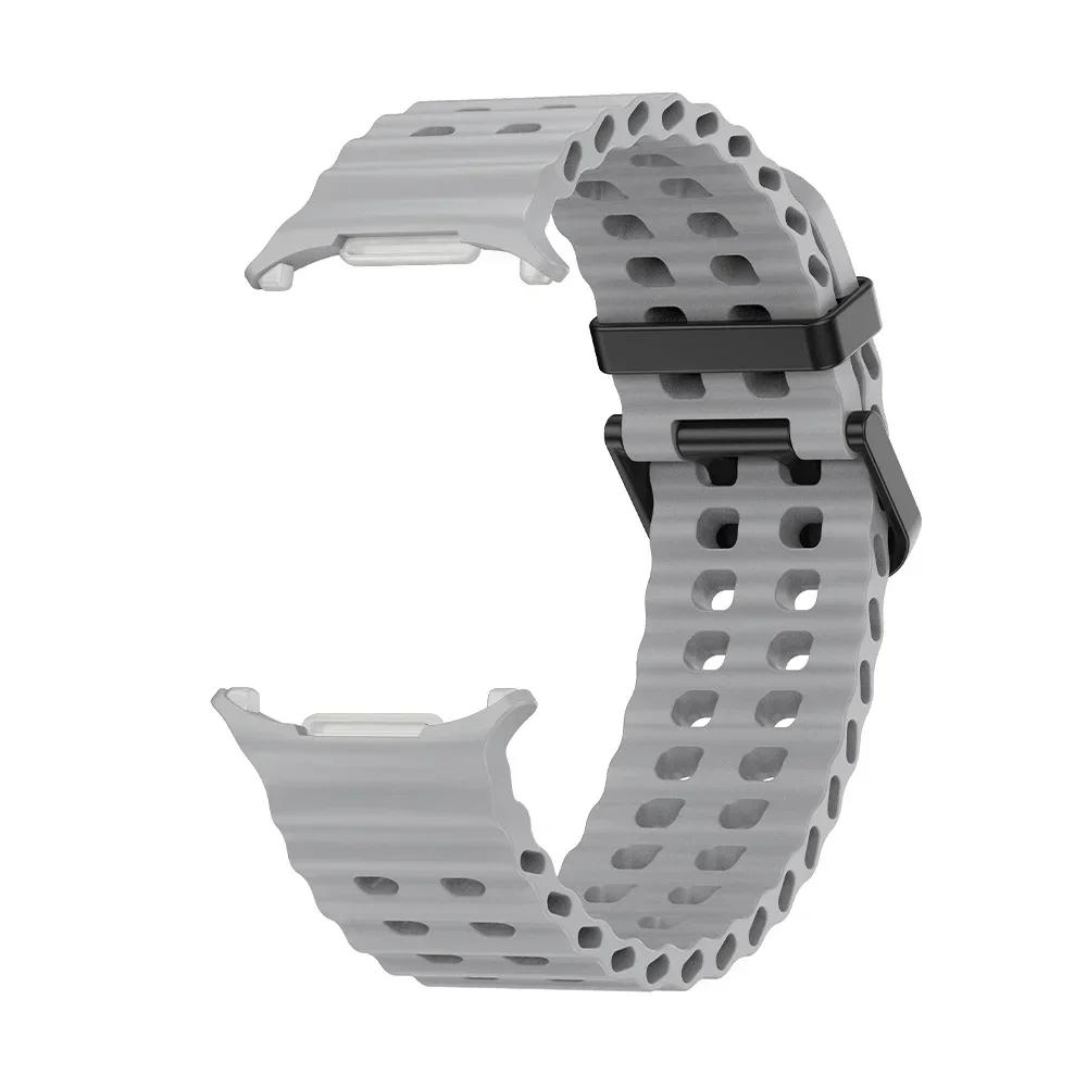 NEW Marine Silicone Strap For Samsung Watch 7 Ultra 47mm Bracelet No Gaps Sport Two-tone Band for Galaxy Ultra Watchband Straps