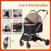 3 In 1 Household Washable Dog Cat Carrier Outdoor 4 Wheels Lightweight Trolley Foldable Pet Stroller