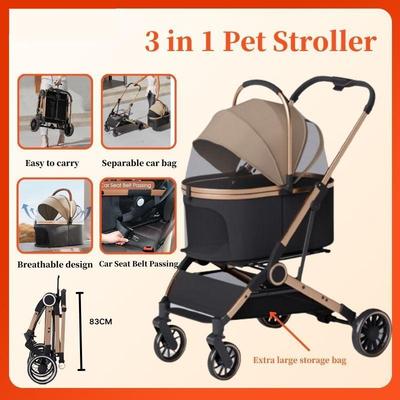 3 in 1 Haushalt Waschbare Hunde Katzen Tragetasche Outdoor 4 Räder Leichter Trolley Faltbarer Haustier Kinderwagen