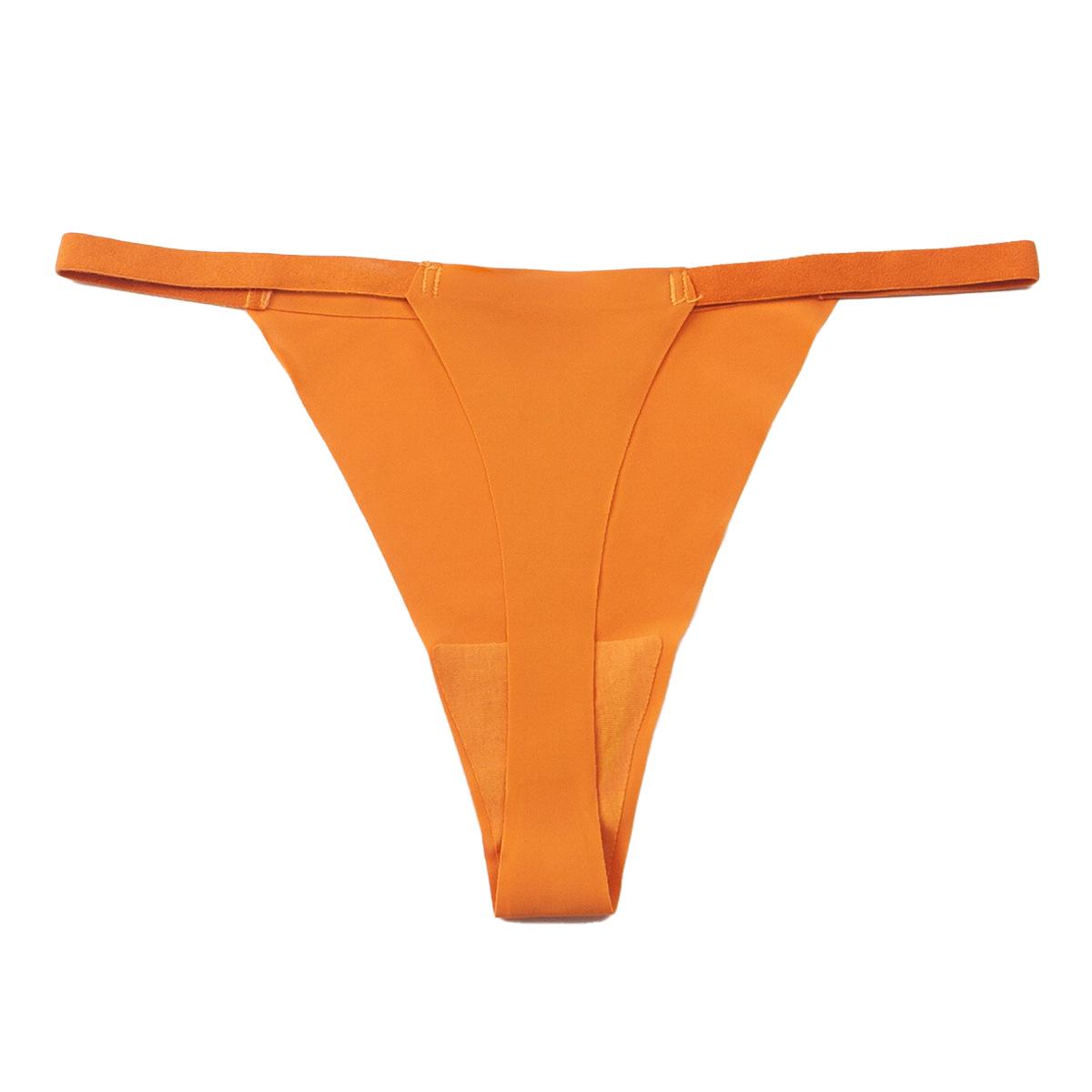 Женские бесшовные стринги из ледяного шелка - Однотонные, Тонкие бретельки, Низкая посадка, Большой размер M