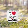Super Papy Mamie Print Enamel Mug Creative Coffee Cups Drinks Water Milk Cup Enamel Mug Home Drinkware Gifts for Grandma Grandpa