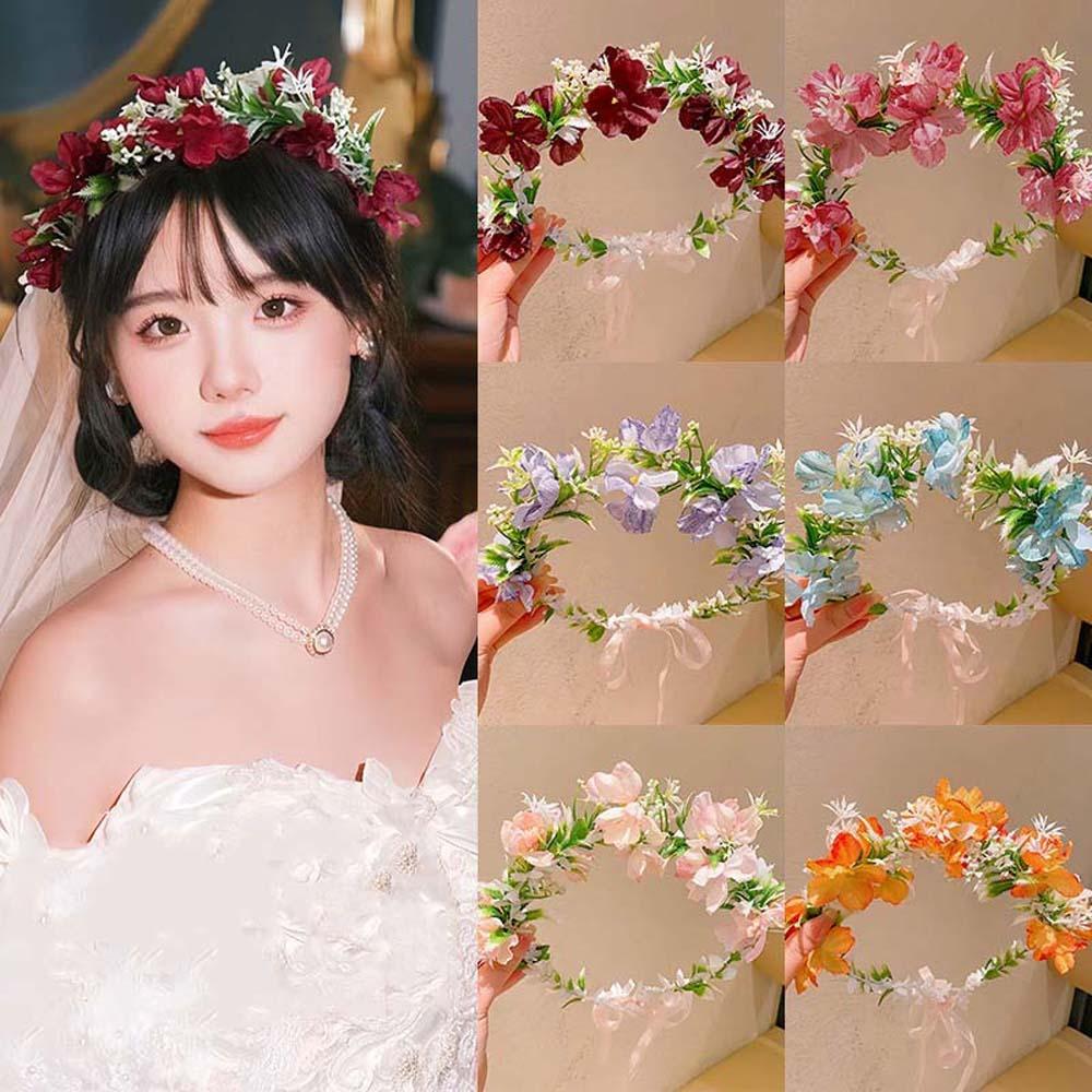 Simulation Flower Flower Hair Hoop Hair Ornaments Wedding Headwear Exquisite Wreath Headband  Girls