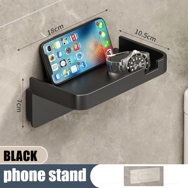 Держатель для туалетной бумаги Пластиковая полка для хранения Кухонные полотенца Размещение бутылок с приправами Стена в ванной комнате Рулон бумаги для хранения телефона Black phone holder