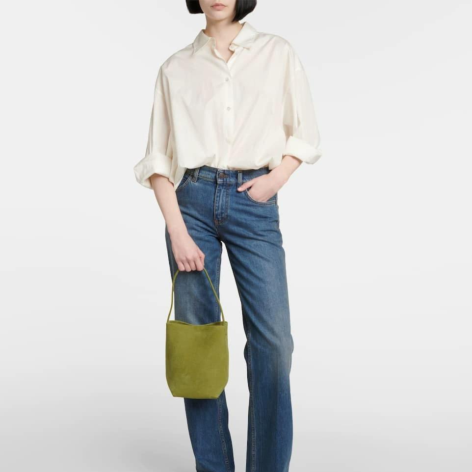 Celebrity Style Leather Bucket Bag | Genuine Cowhide Suede Tote | Large Capacity Shoulder & Underarm Design