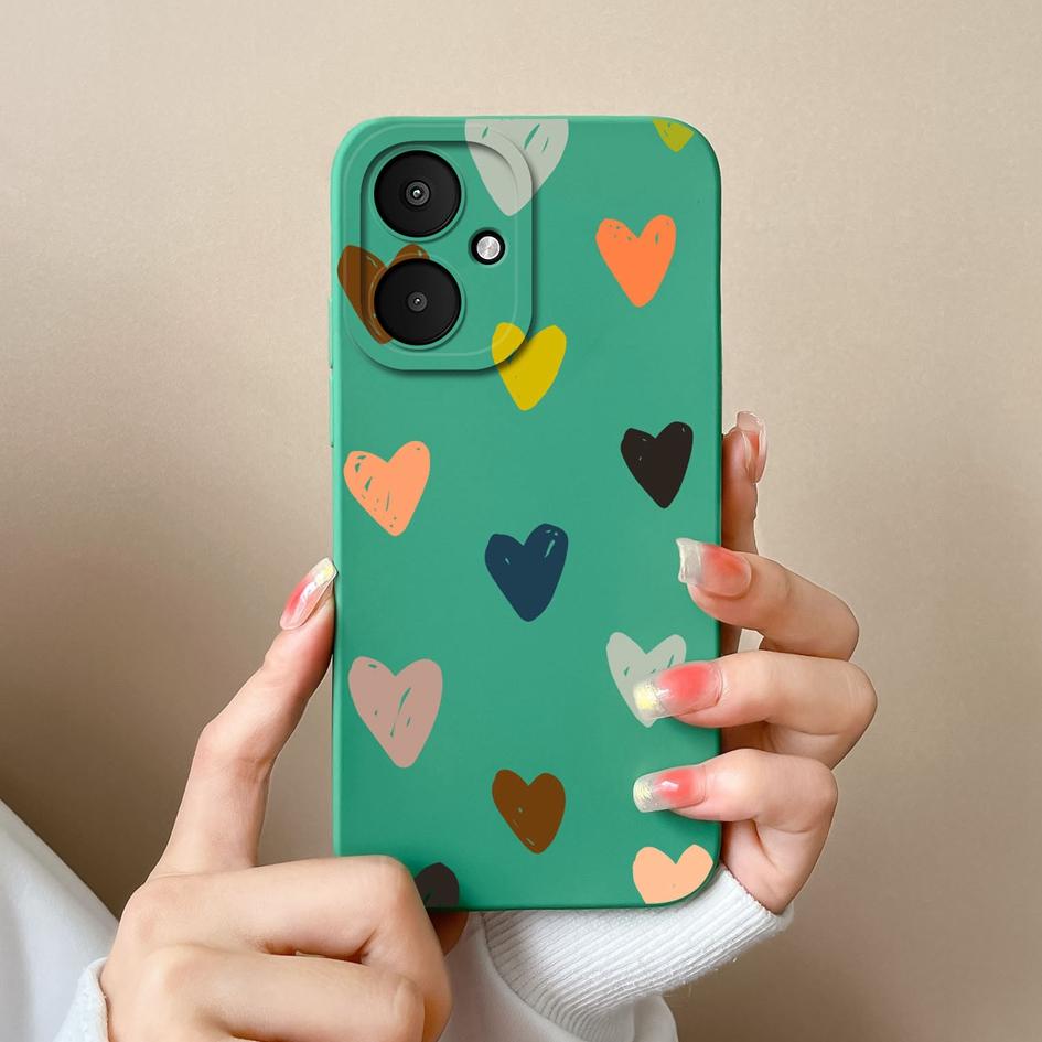 Luxury Love Heart Pattern Cover For Xiaomi Poco M6 4G 5G F5 X6 Pro F6 Bumper Camera Protection Soft Silicone Matte Anti Drop Pretty Housing For Xiaomi
