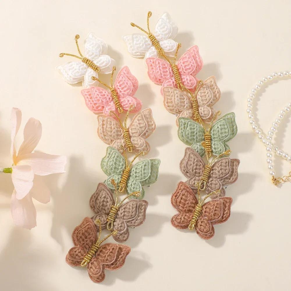 10Pcs/Set New Baby Hairs Clips Wool Knitting Headwear for Girls Children Handmade Butterfly  Hairpins Hair Accessories Gifts