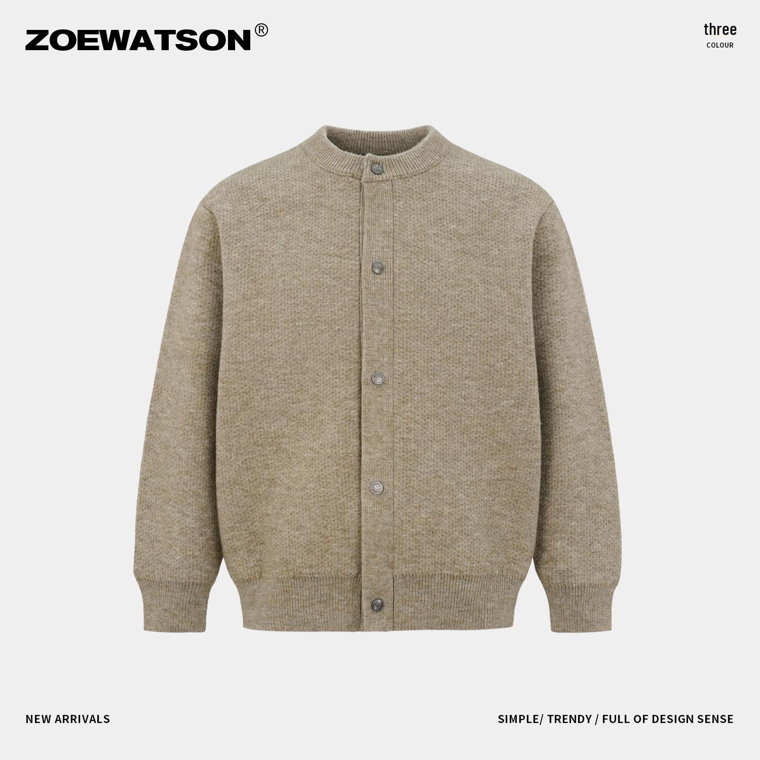 

2025 Autumn/Winter Men s Henley Collar Thick Knit Cardigan - Trendy, Heavyweight, High-End Feel L