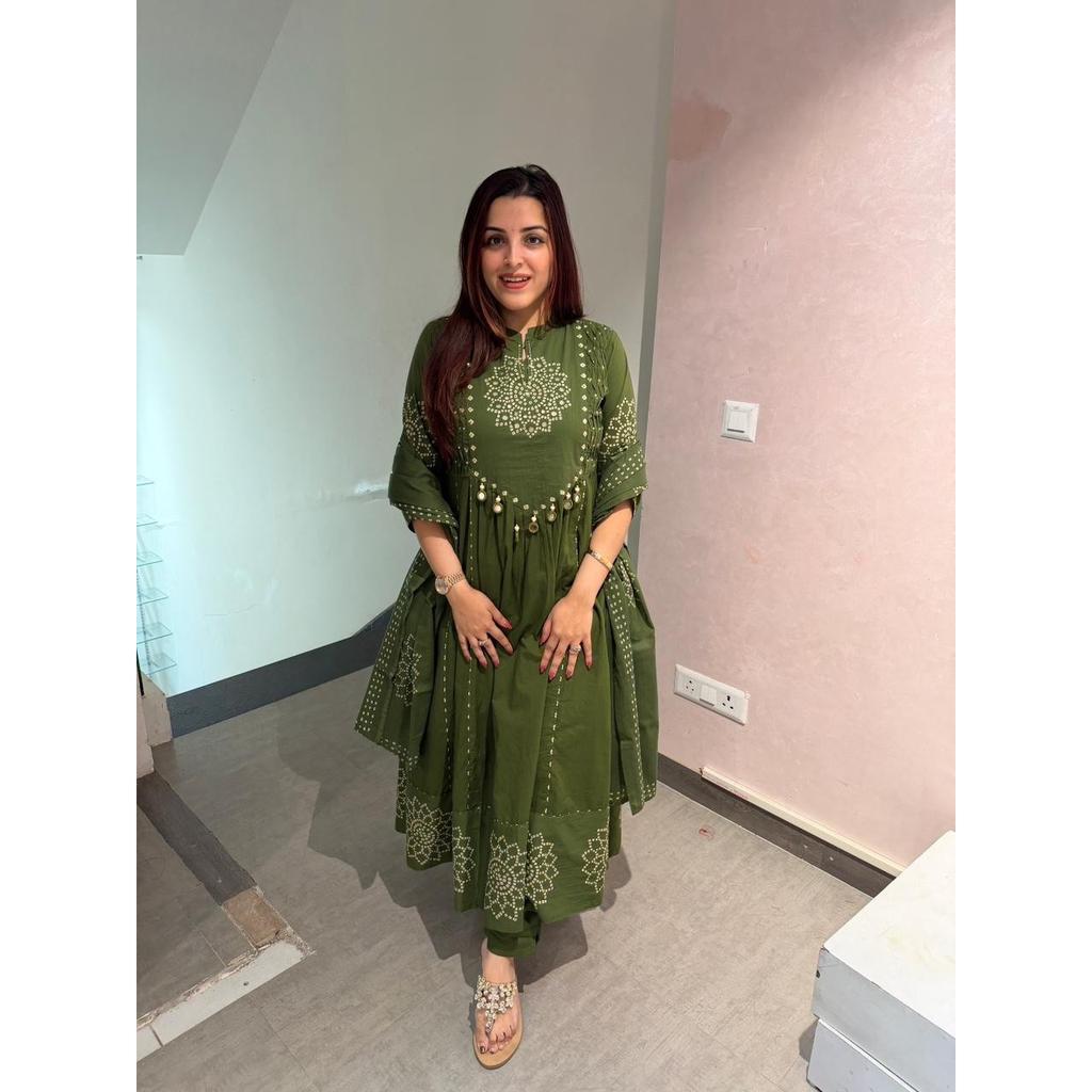 Bawełniany zestaw Kurti Pant Dupatta na imprezę Indyjski Projektant Etniczny Salwar Kameez