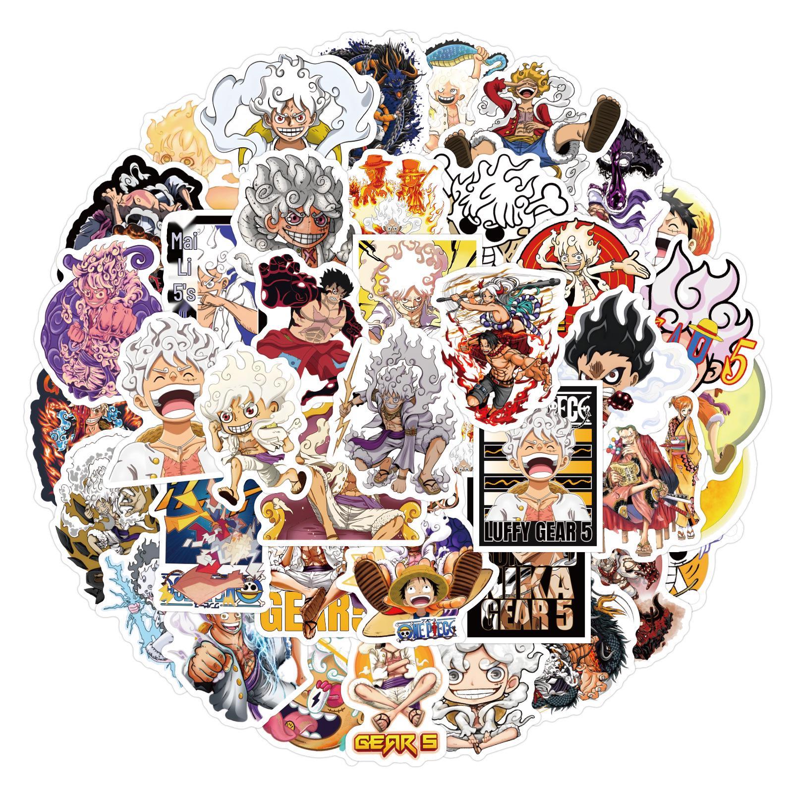 55/110 Sheets One Piece Luffy Gear 5 Graffiti Stickers for Suitcase, Notebook, Water Bottle