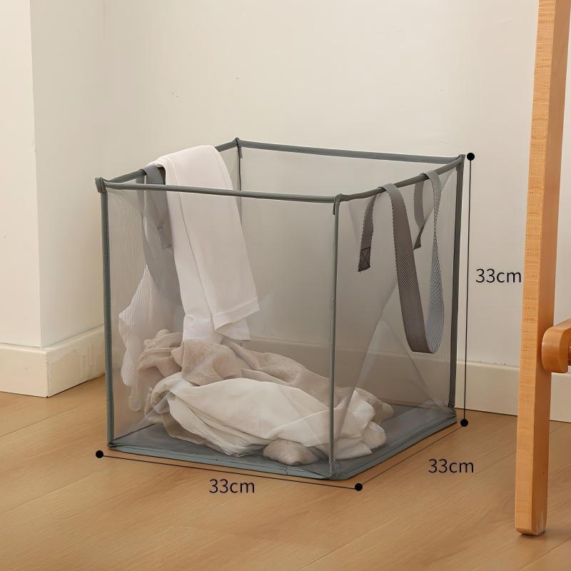 Square Mesh Storage Bag Convenient Laundry Basket Transparent Net-Sheer Single-Layer Double-Layer Dirty Clothes Storage Basket