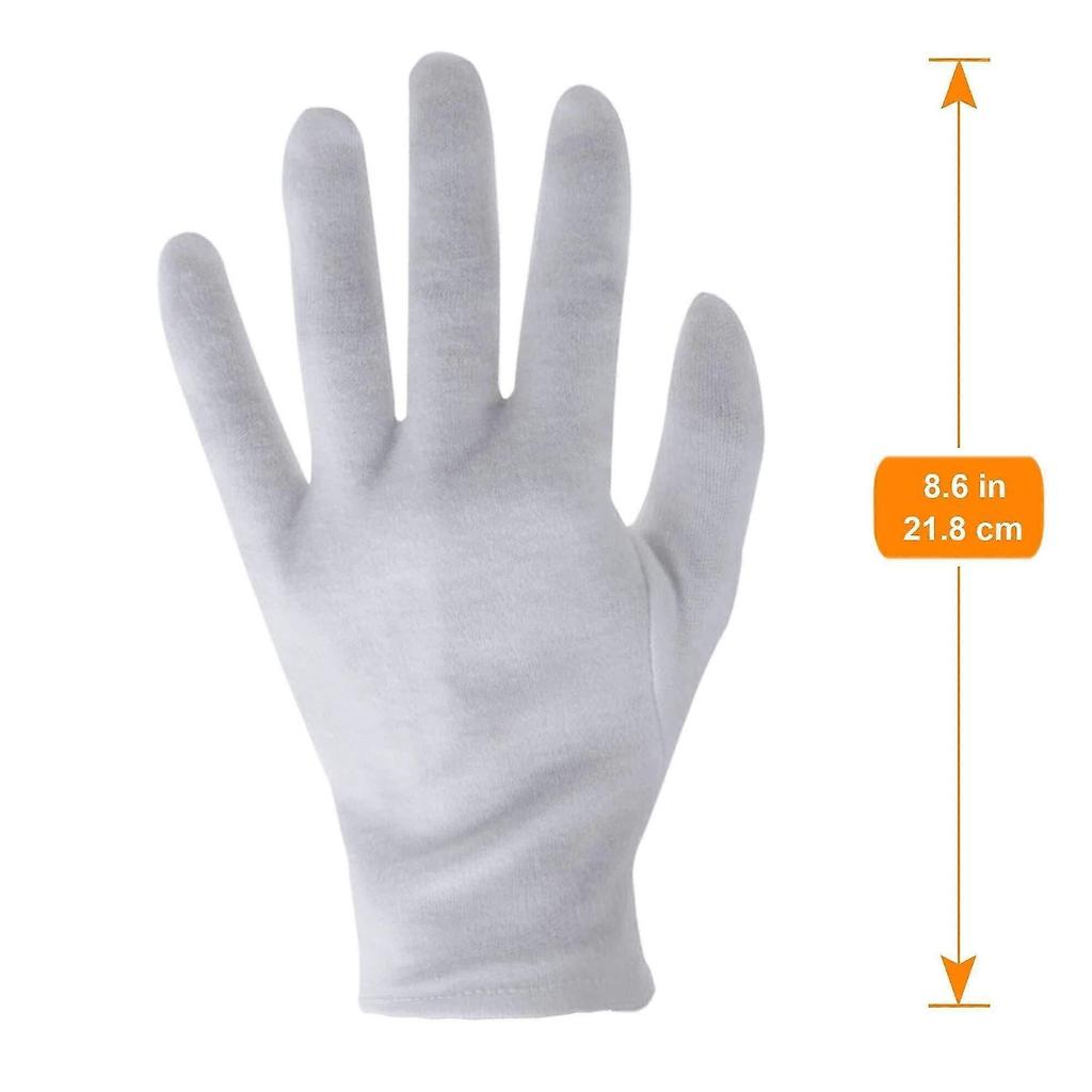 White Cotton Gloves for Dry Hands Eczema Treatment Overnight Moisture Lock Spa Use 3 Pairs