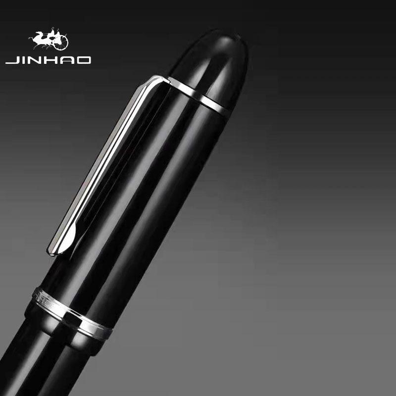 Jinhao X159 Gold Steel Fountain Pen with 40mm Iridium Nib, Straight Clip, and Giant Spiral Cap