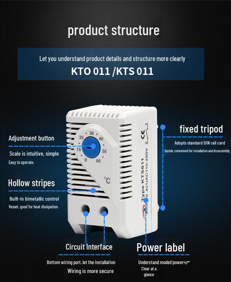 KTS011 Einstellbarer Lüfterthermostat Temperaturregler für Verteilerschrank