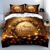 Golden Merry Christmas Design Bedding Duvet Cover Set Duvet Cover Pillowcases  (1*Duvet Cover 2*Pillowcases, without duvet insert)