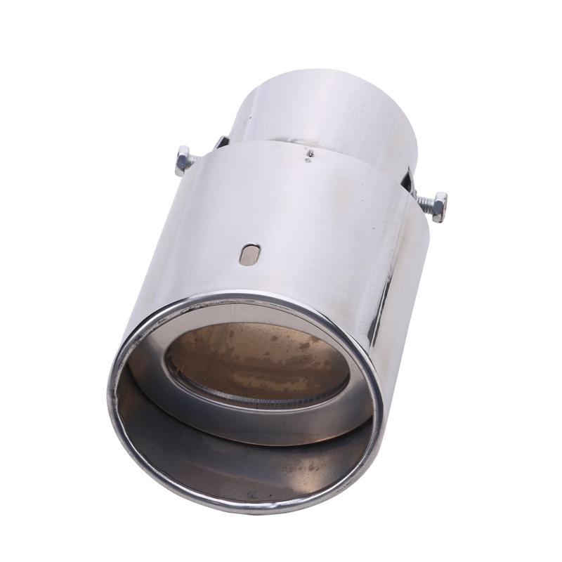 Punta de tubo de silenciador de escape redonda y recta trasera de coche cromada de acero inoxidable Universal