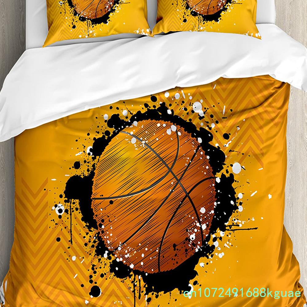 Basketball Bettwäsche-Set für Schlafzimmer Bett Zuhause Basketballspieler Silhouette Athlet Wettkampf Bettbezug Steppdeckenbezug Kissenbezug