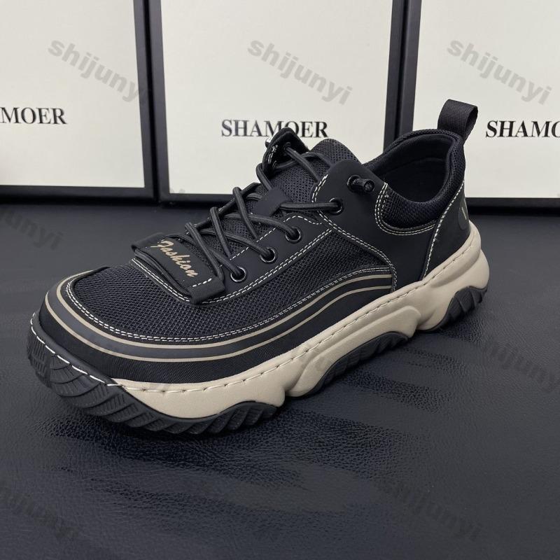 Fashion Men's Casual Shoes 2025 Summer New Mesh Breathable Slip on Vintage Comfortable Sneakers Fashion Cross Tied Height Increase Flats