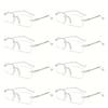 8PCS Elegant Rimless Reading Glasses for Men and Women Rectangular Frame Shape with Anti-Blue Light Polycarbonate Lenses