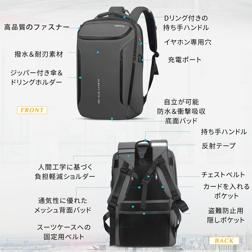 Backpack Business Backpack Rucksack 17 Inch PC Business Backpack Laptop Back Bag Large Capacity 30L with USB Charging Function Unisex Outdoor Travel