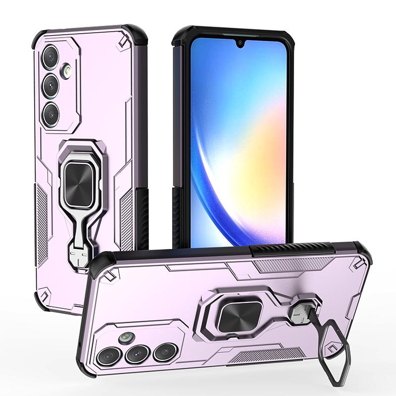 KEYSION Shockproof Armor Case for Samsung A55 5G A35 A26 Silicone+PC Upright Metal Ring Stand Phone Back Cover for Galaxy M16 5G