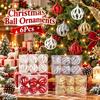 6Pcs 6cm Hollow Ball Pendants Glitter Christmas Tree Spheres Pendant  New Year